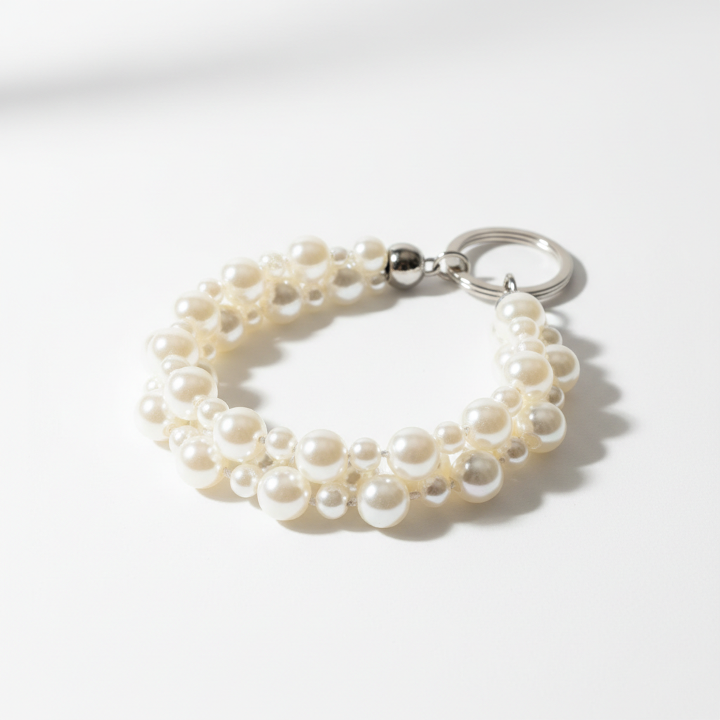Pearl Beaded Keychain Straps Artificial Pearl Chain Key Holder Key Ring Wrist Strap Accessory Decoration for Women Girls